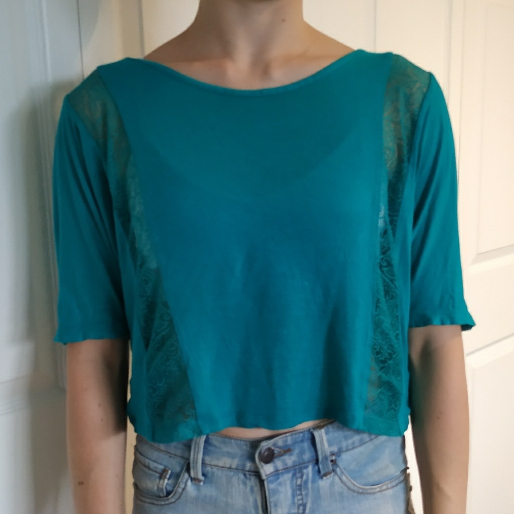 Express lace cutout top